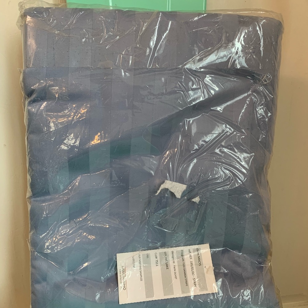 New Macy’s Sample by LAMEiRINHO Steel Blue Damask Stripe Twin Duvet